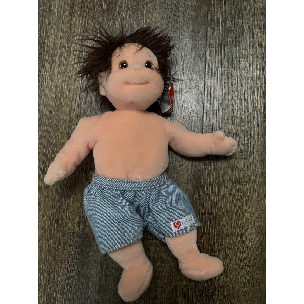 Ty Beanie Kids Tumbles Plush Doll Brown Hair Striped Shorts Vintage 1996 10 Inch